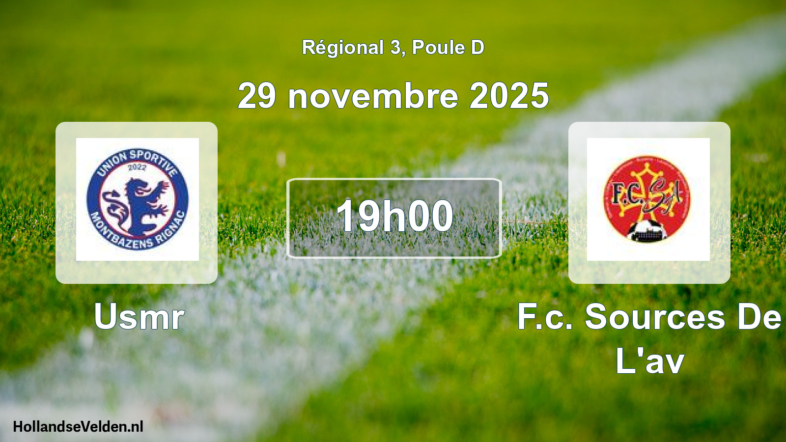 Geplande wedstrijd: Usmr - F.c. Sources De L'av (29 novembre 2025)