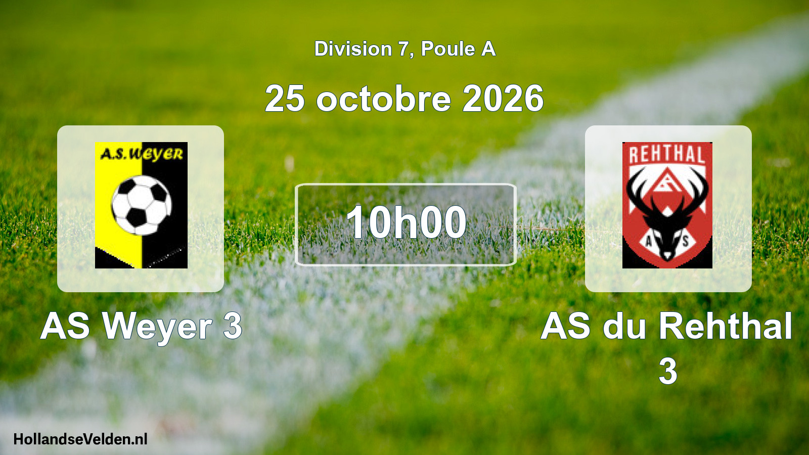 Match programmé: AS Weyer 3 - AS du Rehthal 3 (25 octobre 2026)