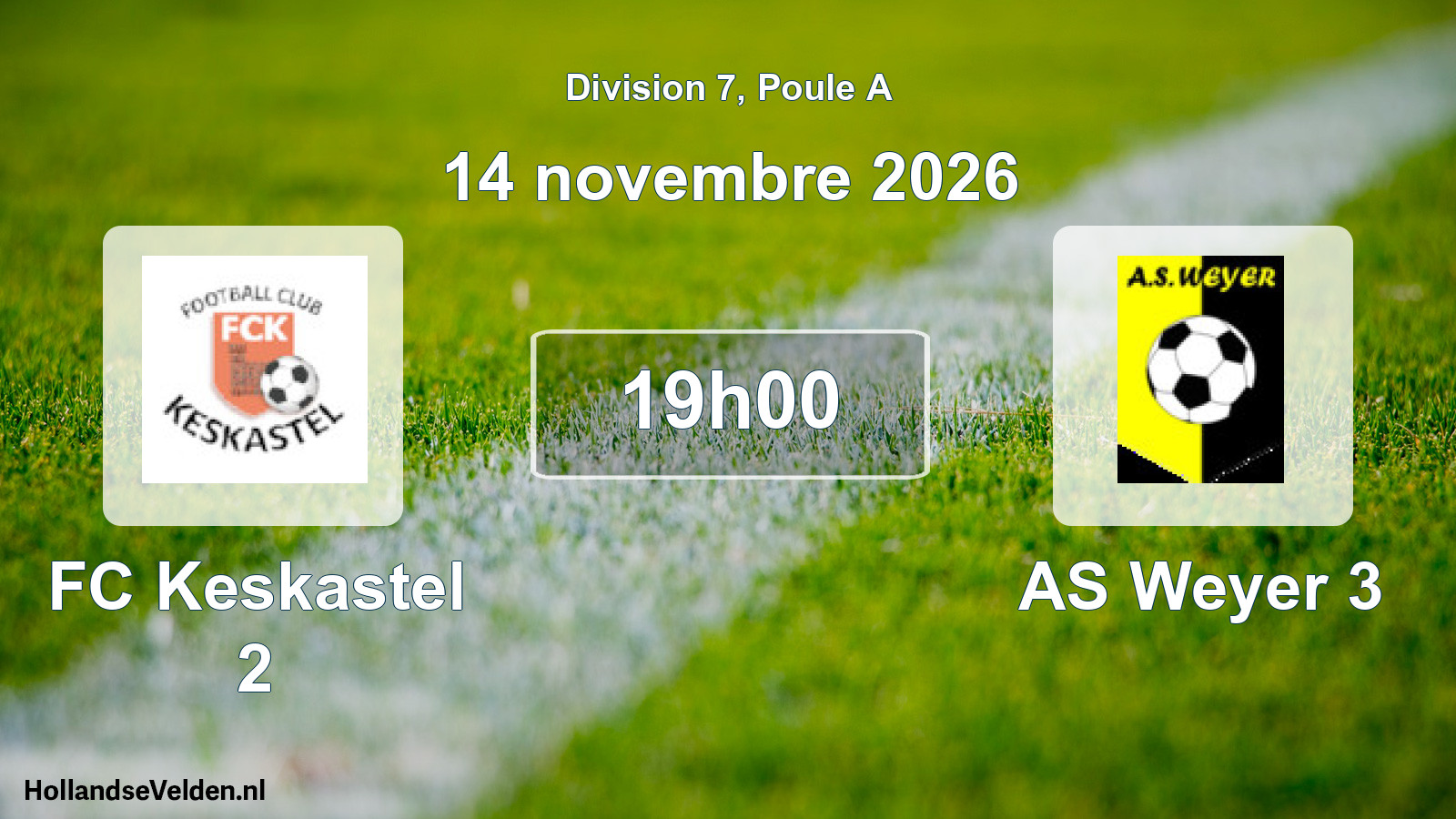 Match programmé: FC Keskastel 2 - AS Weyer 3 (14 novembre 2026)