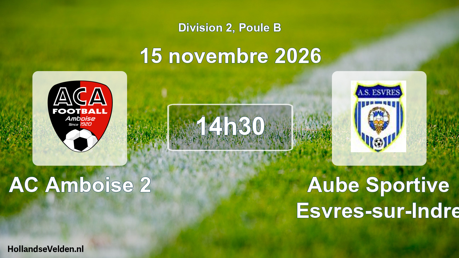 Match programmé: AC Amboise 2 - Aube Sportive Esvres-sur-Indre (15 novembre 2026)