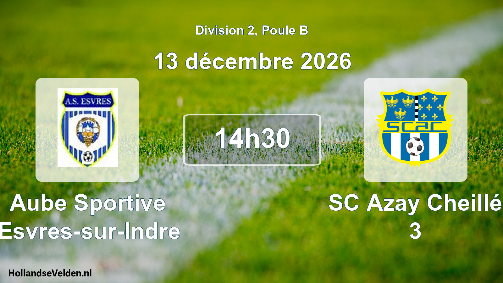 Match programmé: Aube Sportive Esvres-sur-Indre - SC Azay Cheillé 3 (13 décembre 2026)