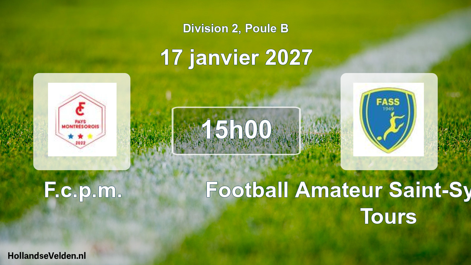 Match programmé: F.c.p.m. - Football Amateur Saint-Symphorien Tours (17 janvier 2027)