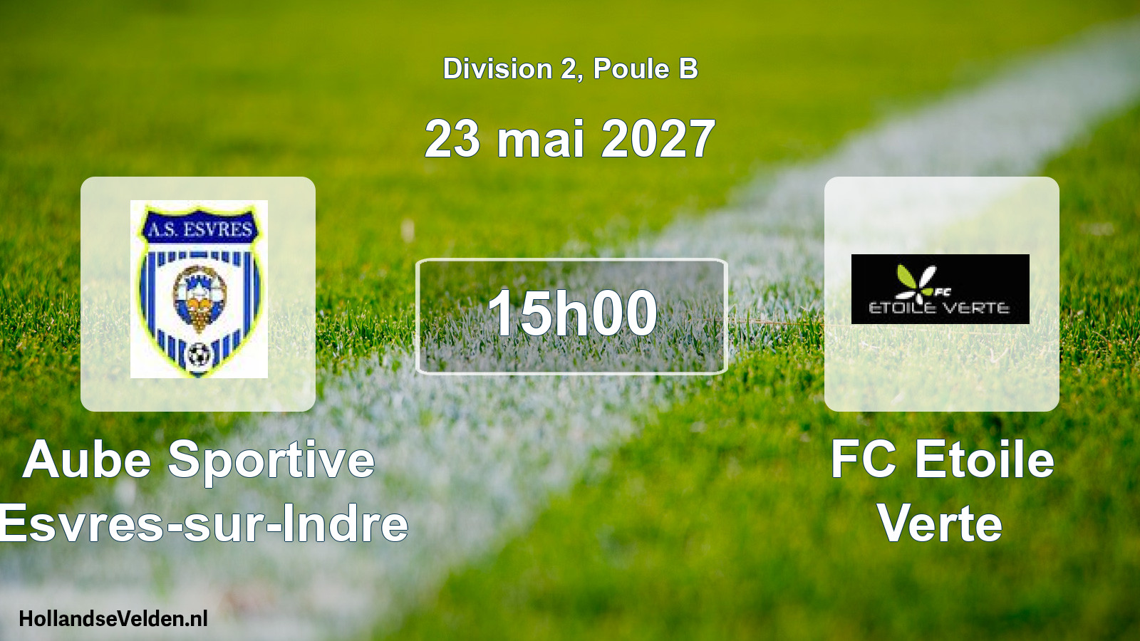 Match programmé: Aube Sportive Esvres-sur-Indre - FC Etoile Verte (23 mai 2027)