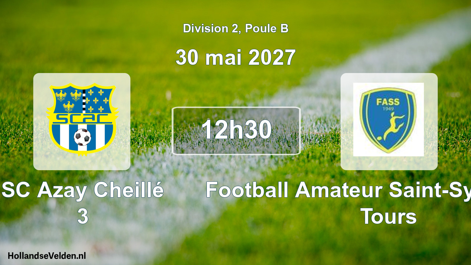 Match programmé: SC Azay Cheillé 3 - Football Amateur Saint-Symphorien Tours (30 mai 2027)