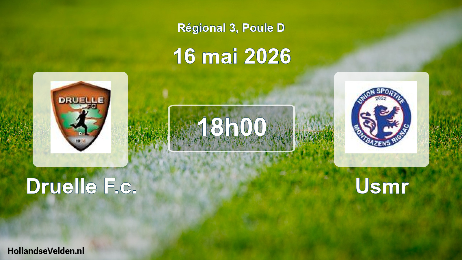 Geplande wedstrijd: Druelle F.c. - Usmr (16 mai 2026)