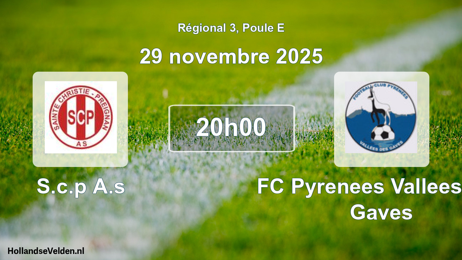 Geplande wedstrijd: S.c.p A.s - FC Pyrenees Vallees Des Gaves (29 novembre 2025)