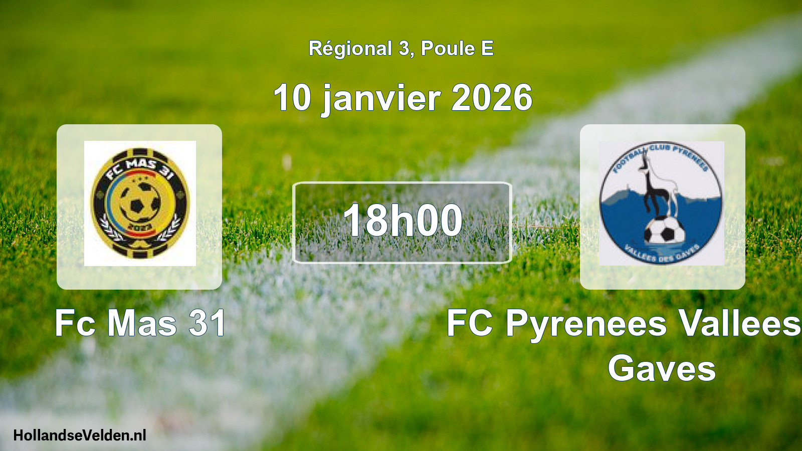 Geplande wedstrijd: Fc Mas 31 - FC Pyrenees Vallees Des Gaves (10 janvier 2026)