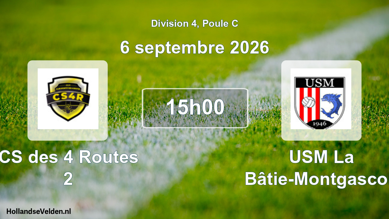 Scheduled Match: CS des 4 Routes 2 - USM La Bâtie-Montgascon (6 September 2026)