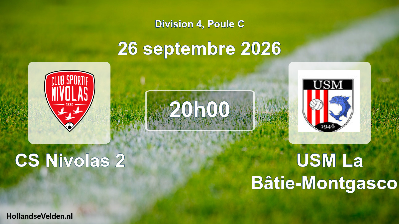 Geplande wedstrijd: CS Nivolas 2 - USM La Bâtie-Montgascon (26 september 2026)