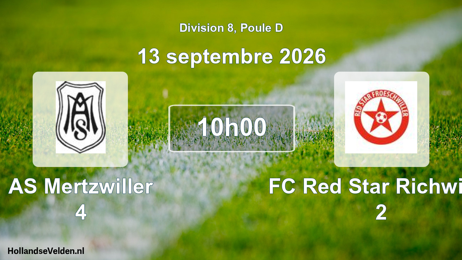 Match programmé: AS Mertzwiller 4 - FC Red Star Richwiller 2 (13 septembre 2026)