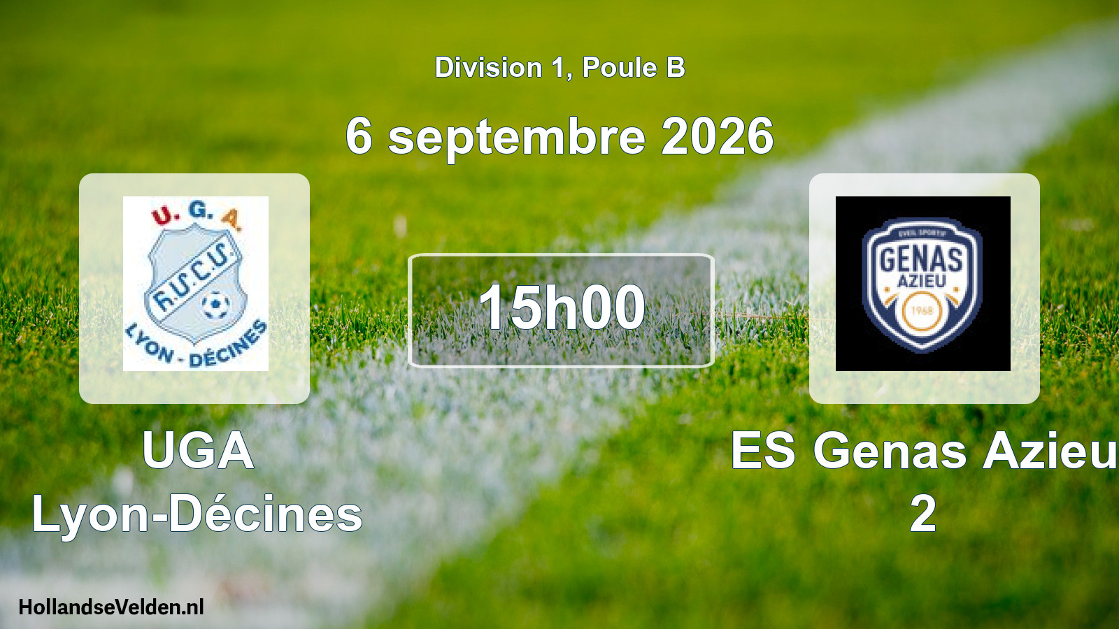 Match programmé: UGA Lyon-Décines - ES Genas Azieu 2 (6 septembre 2026)