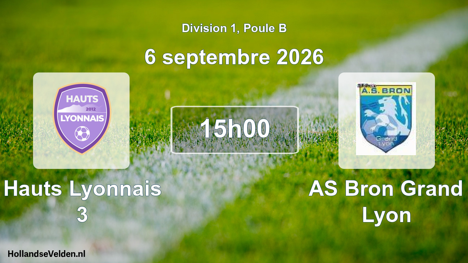 Match programmé: Hauts Lyonnais 3 - AS Bron Grand Lyon (6 septembre 2026)