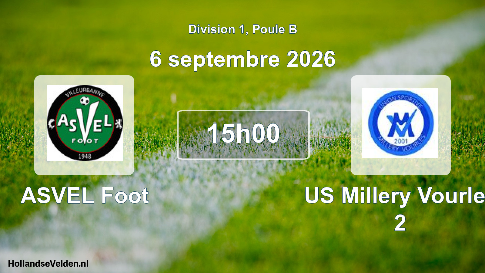 Match programmé: ASVEL Foot - US Millery Vourles 2 (6 septembre 2026)