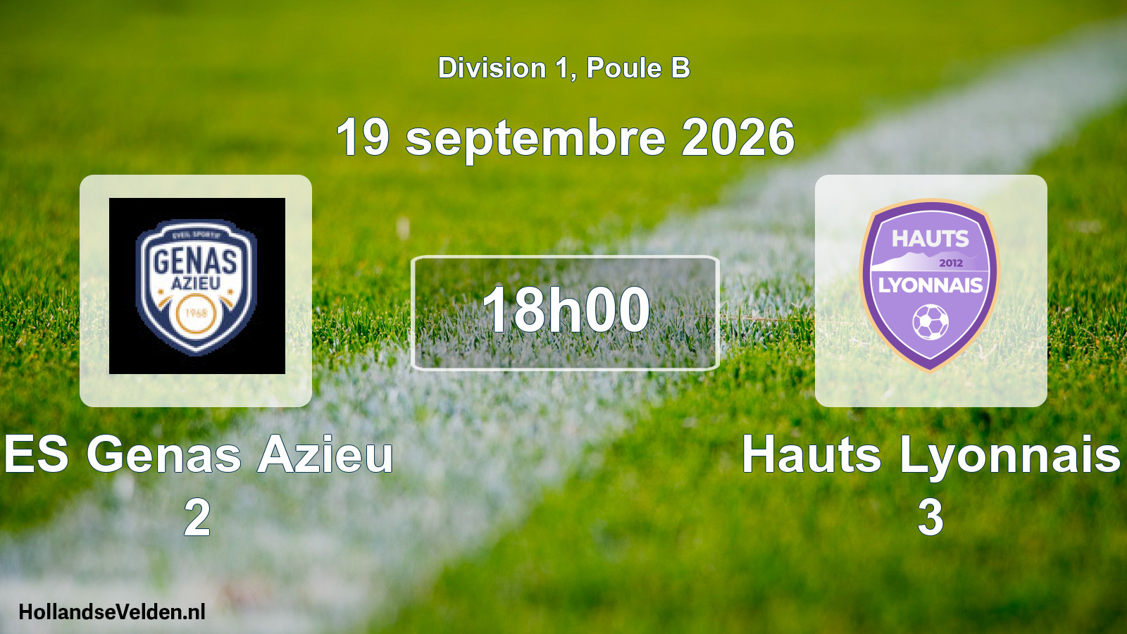 Match programmé: ES Genas Azieu 2 - Hauts Lyonnais 3 (19 septembre 2026)