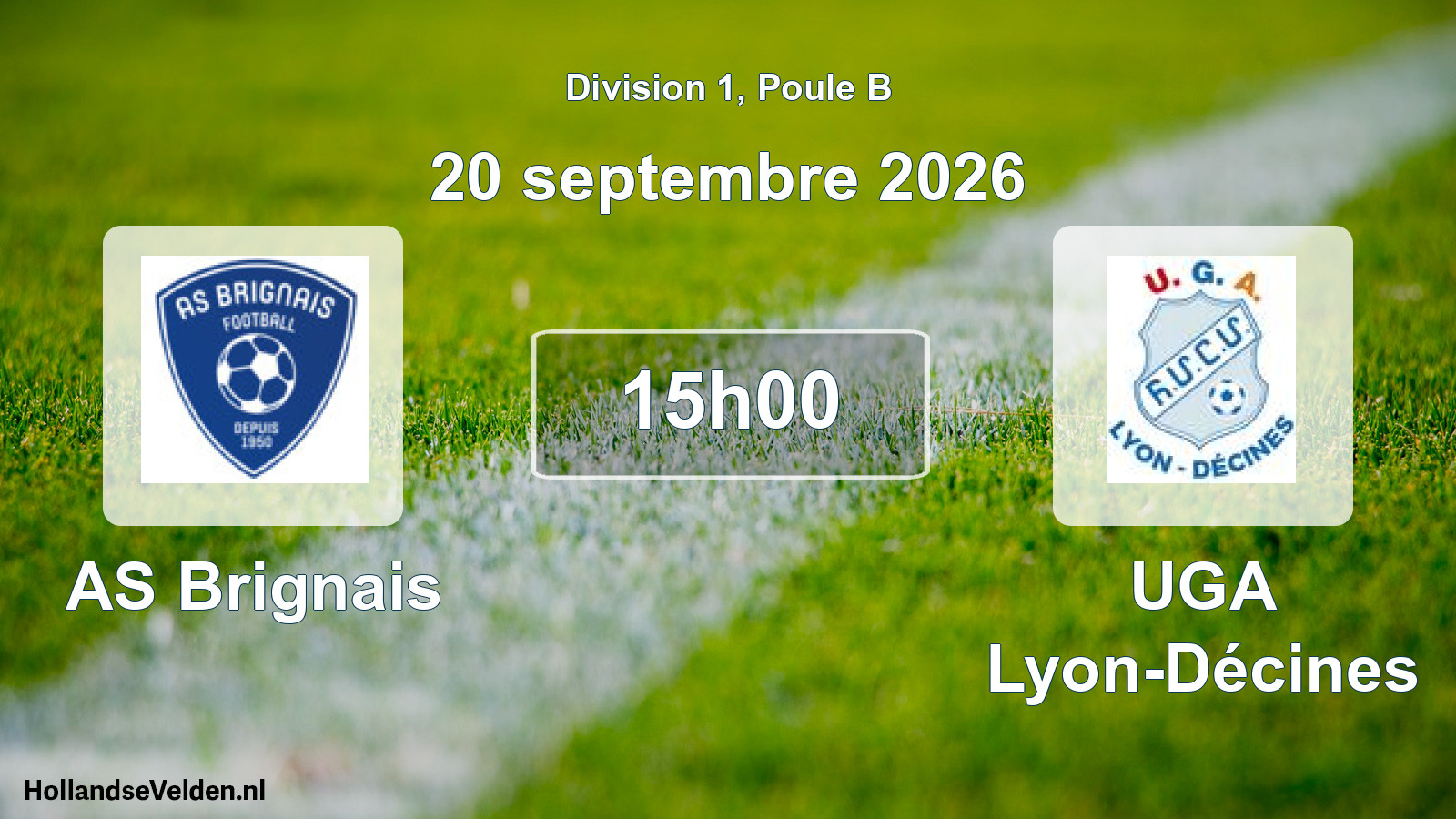 Match programmé: AS Brignais - UGA Lyon-Décines (20 septembre 2026)