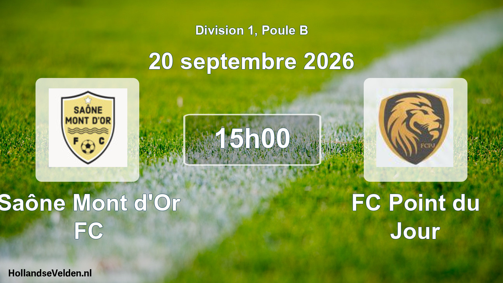 Match programmé: Saône Mont d'Or FC - FC Point du Jour (20 septembre 2026)