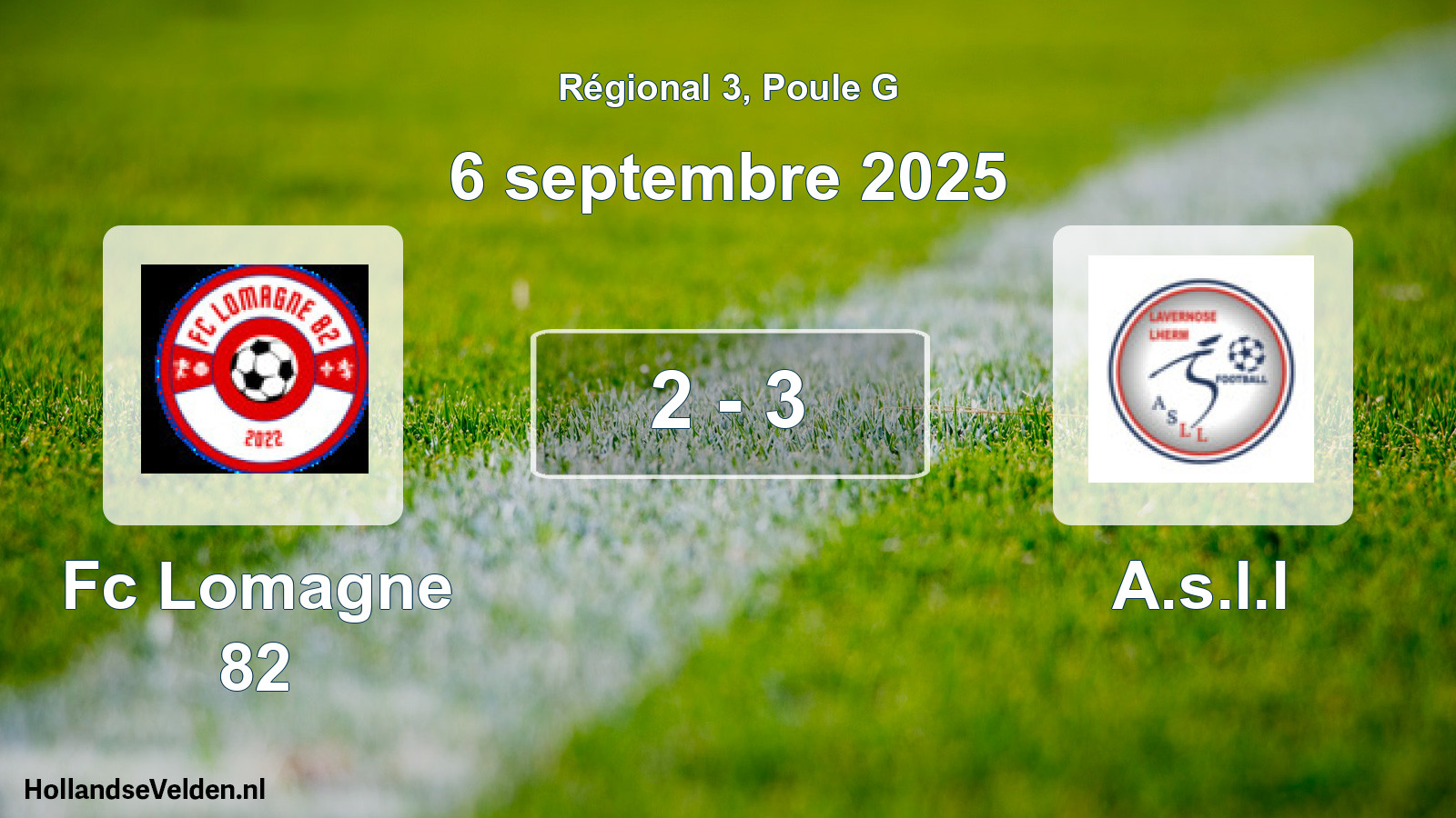 Total number of matches played: Fc Lomagne 82 - A.s.l.l 2 - 3 (6 September 2025)