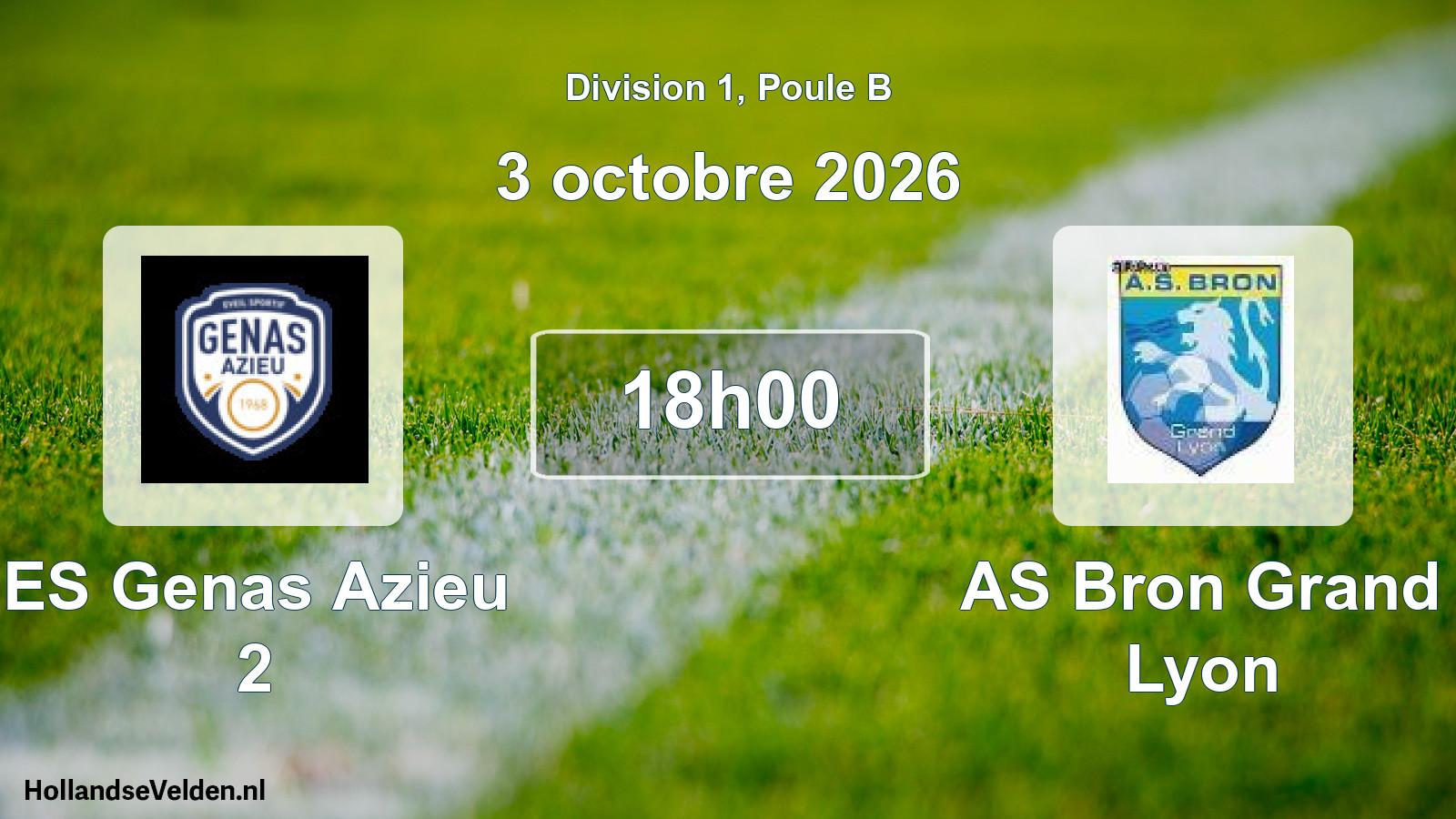 Scheduled Match: ES Genas Azieu 2 - AS Bron Grand Lyon (3 October 2026)