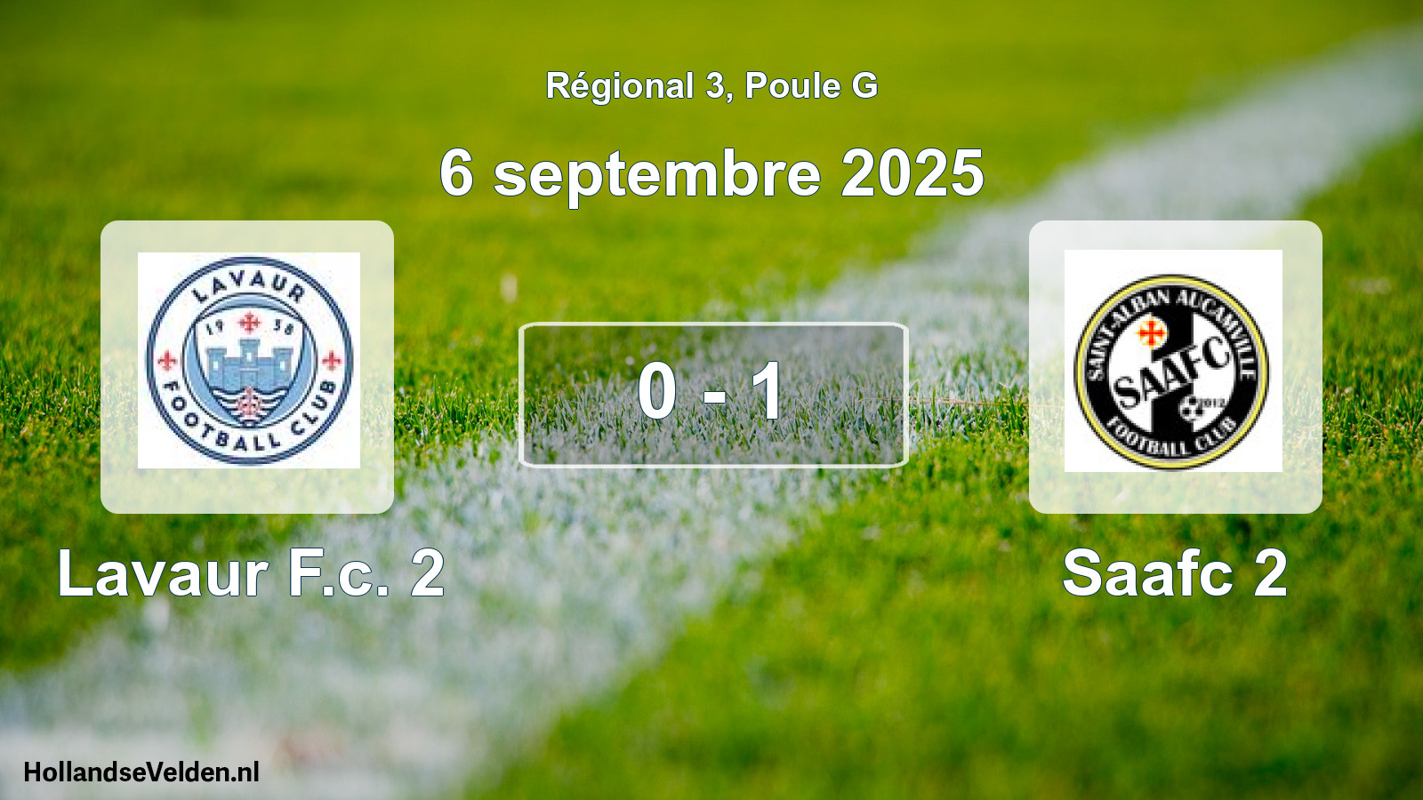 Gespeelde wedstrijd: Lavaur F.c. 2 - Saafc 2 0 - 1 (6 septembre 2025)