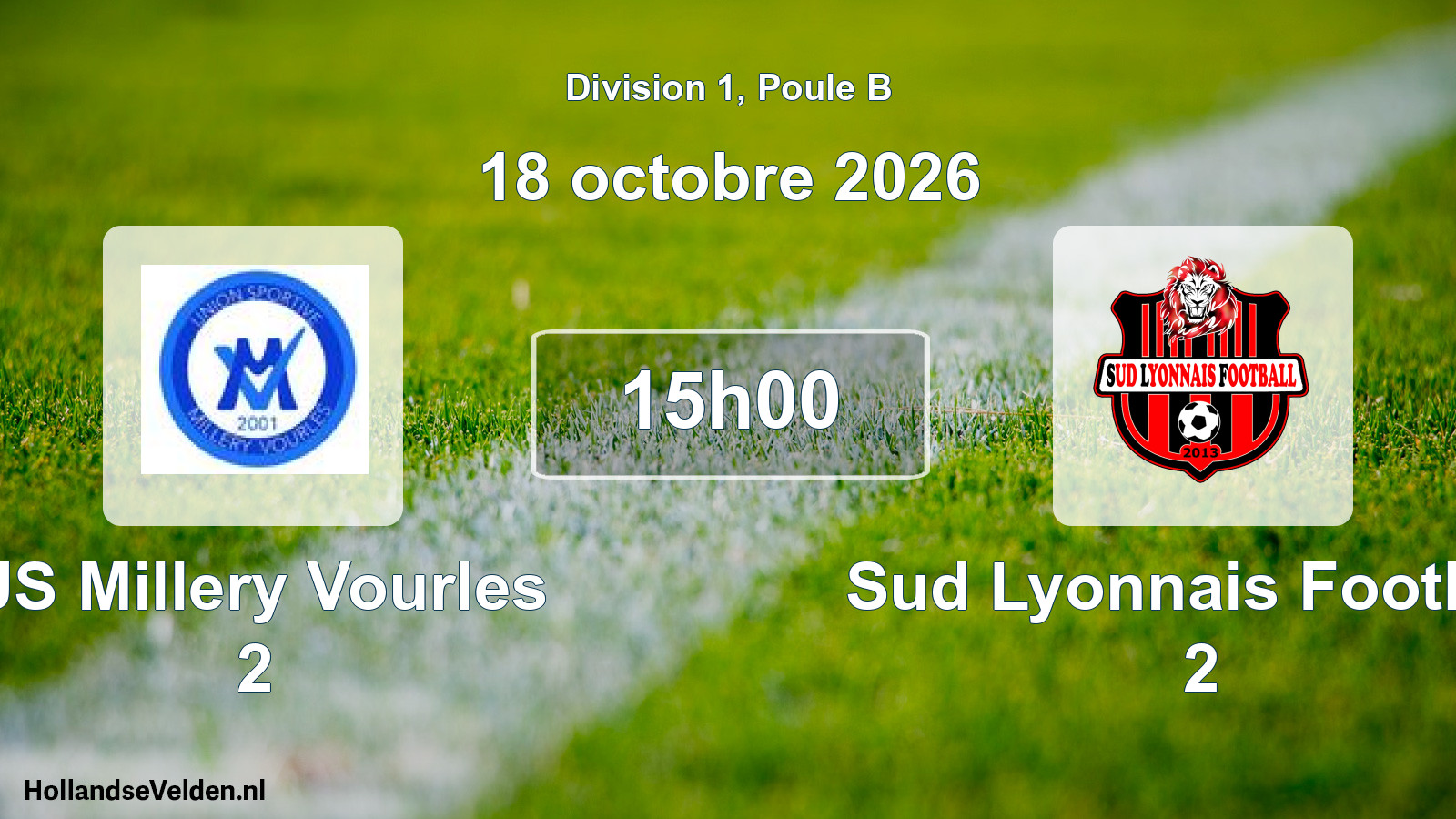 Match programmé: US Millery Vourles 2 - Sud Lyonnais Football 2 (18 octobre 2026)
