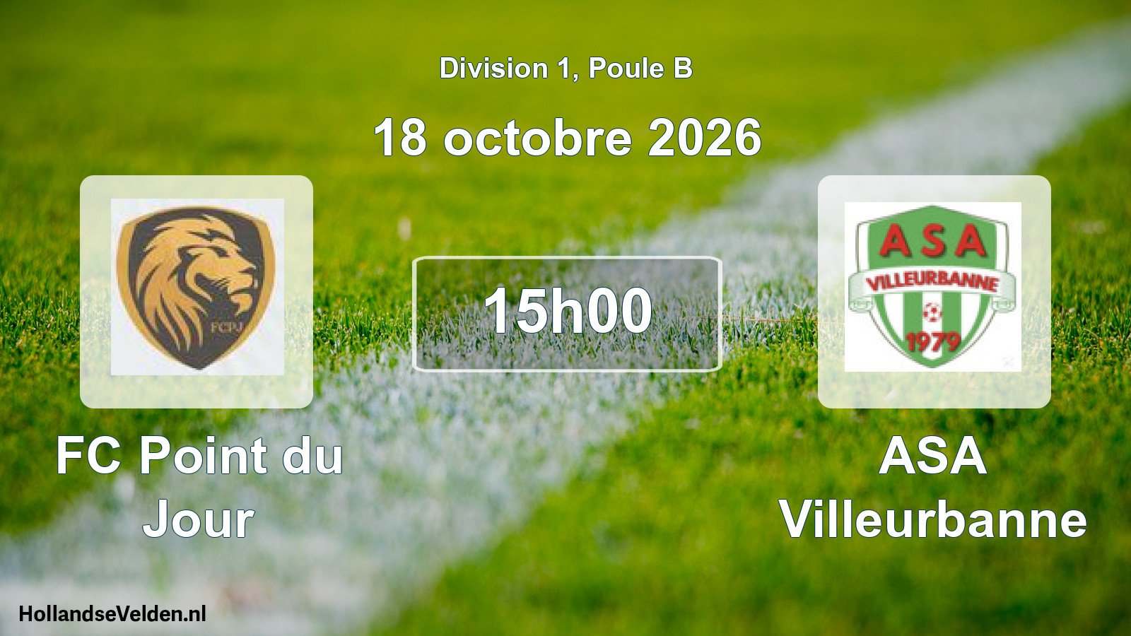 Match programmé: FC Point du Jour - ASA Villeurbanne (18 octobre 2026)