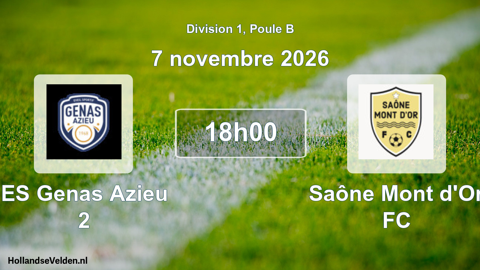 Match programmé: ES Genas Azieu 2 - Saône Mont d'Or FC (7 novembre 2026)