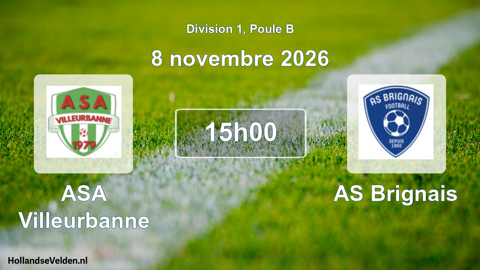 Match programmé: ASA Villeurbanne - AS Brignais (8 novembre 2026)