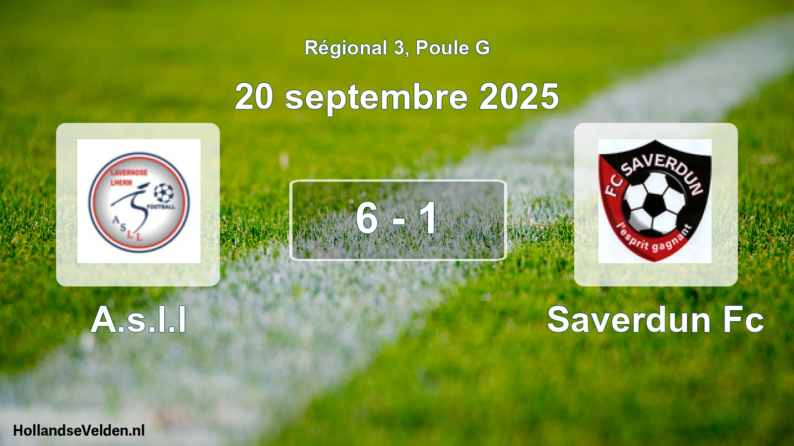 Gespeelde wedstrijd: A.s.l.l - Saverdun Fc 6 - 1 (20 septembre 2025)