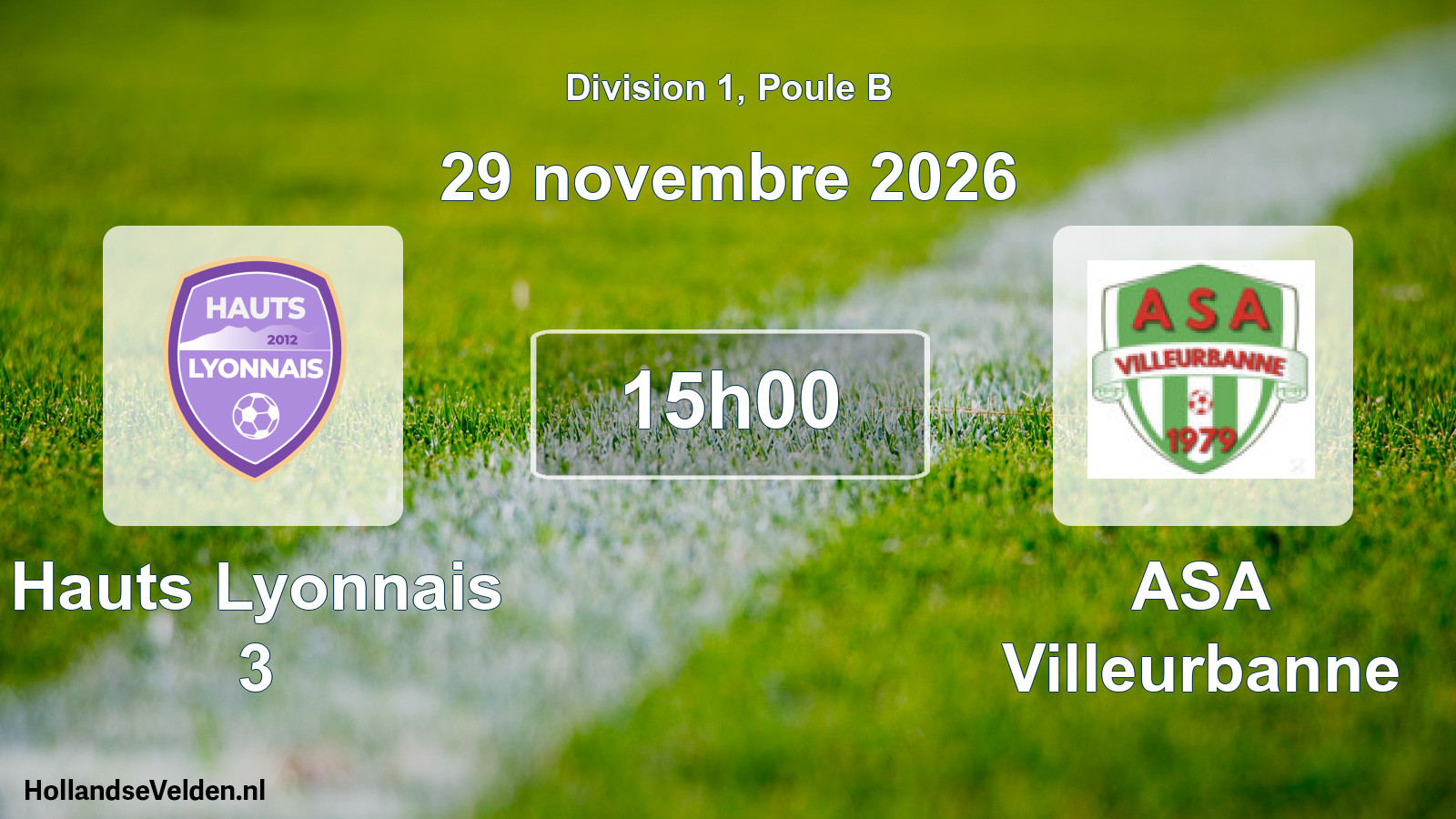 Match programmé: Hauts Lyonnais 3 - ASA Villeurbanne (29 novembre 2026)