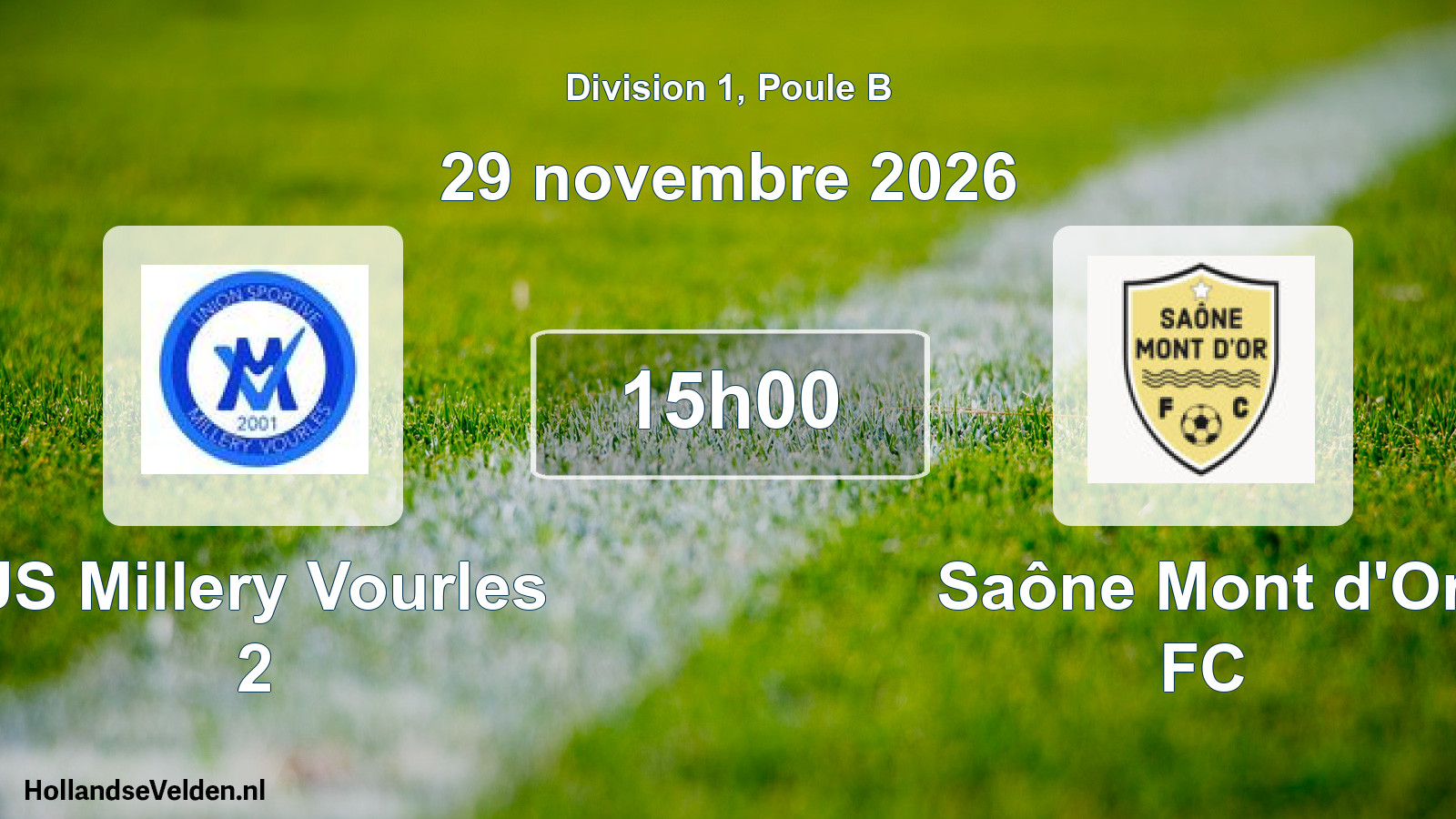 Match programmé: US Millery Vourles 2 - Saône Mont d'Or FC (29 novembre 2026)