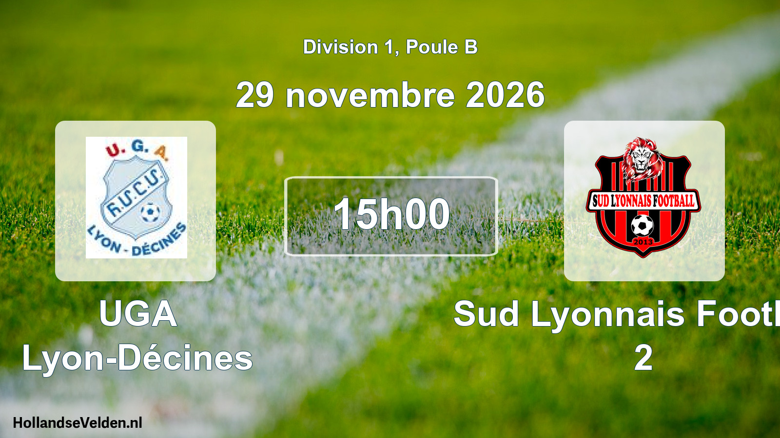 Match programmé: UGA Lyon-Décines - Sud Lyonnais Football 2 (29 novembre 2026)