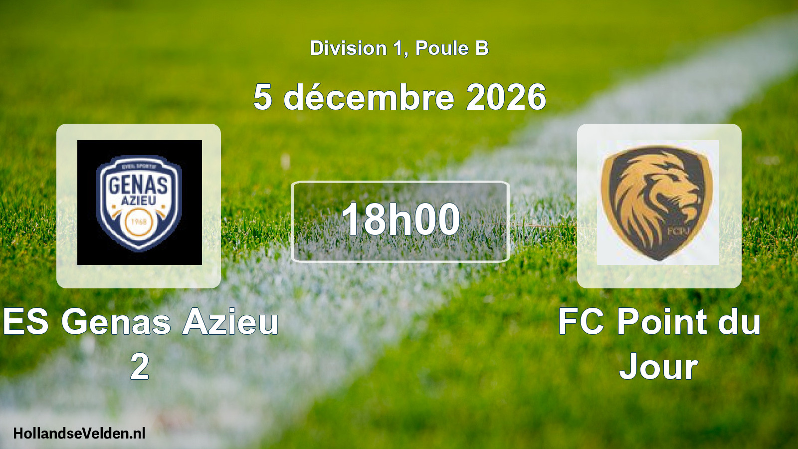 Match programmé: ES Genas Azieu 2 - FC Point du Jour (5 décembre 2026)