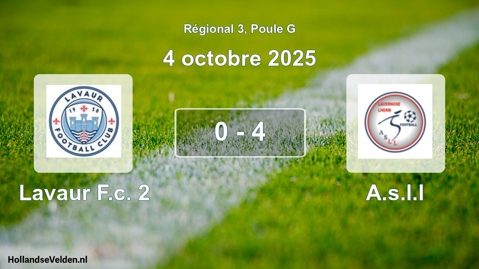 Total number of matches played: Lavaur F.c. 2 - A.s.l.l 0 - 4 (4 October 2025)