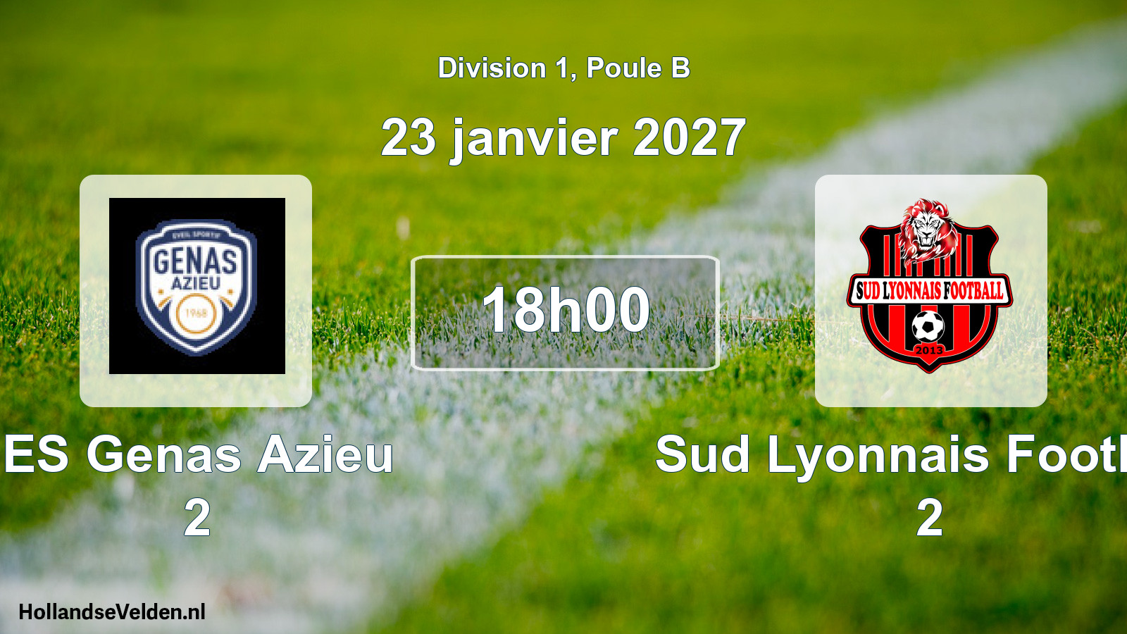 Match programmé: ES Genas Azieu 2 - Sud Lyonnais Football 2 (23 janvier 2027)