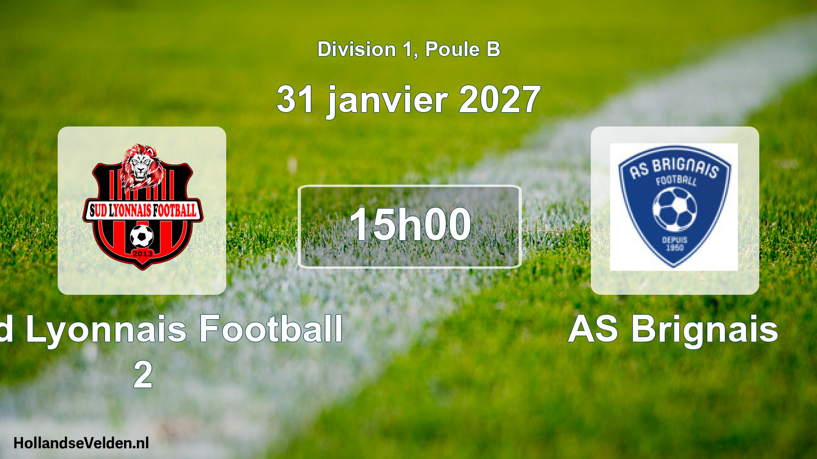 Match programmé: Sud Lyonnais Football 2 - AS Brignais (31 janvier 2027)
