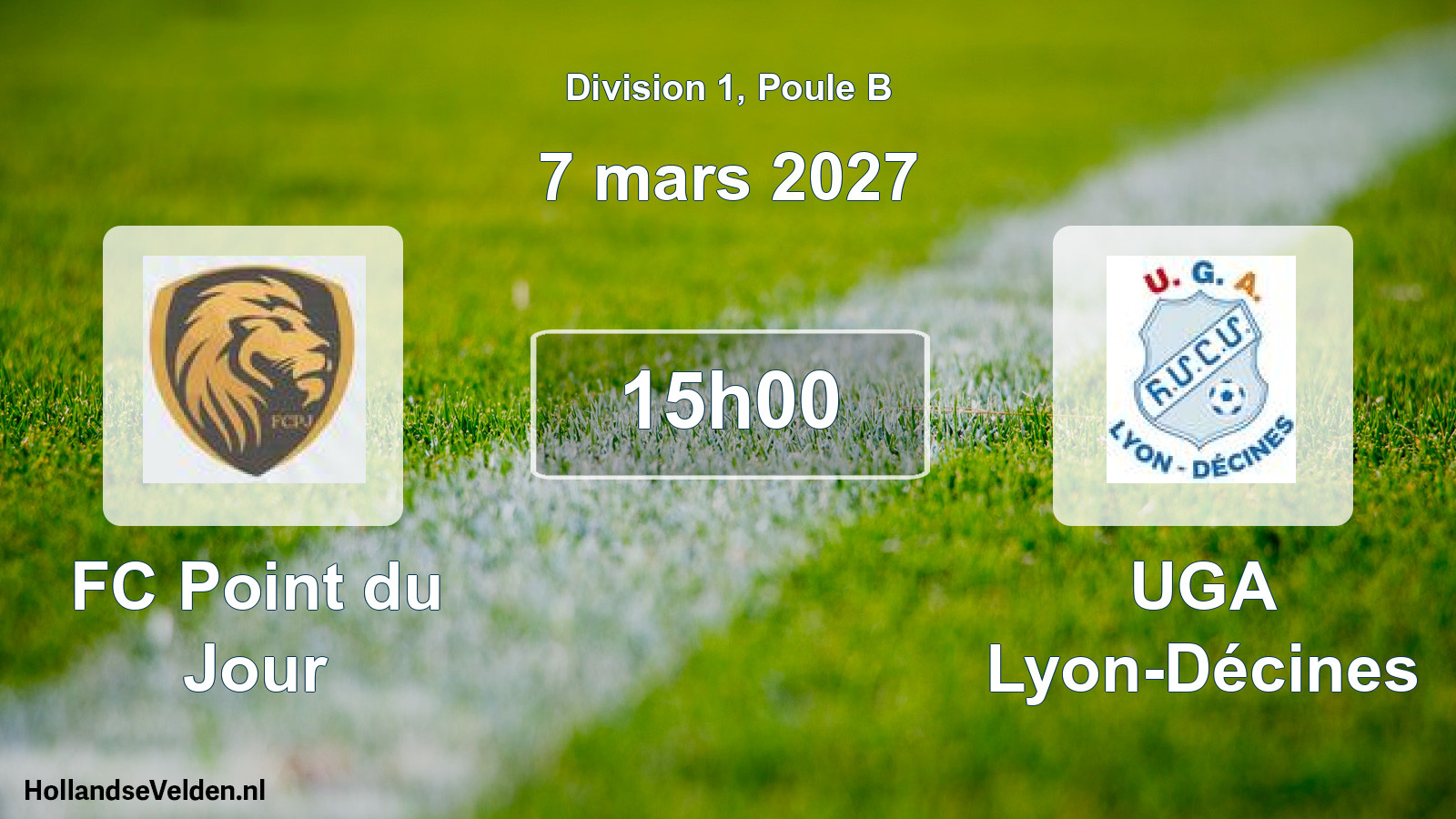 Match programmé: FC Point du Jour - UGA Lyon-Décines (7 mars 2027)