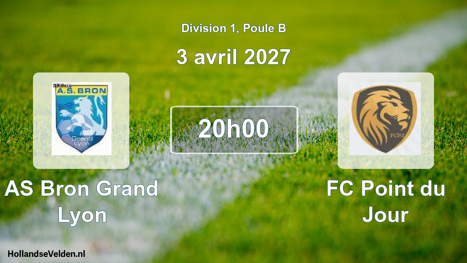 Match programmé: AS Bron Grand Lyon - FC Point du Jour (3 avril 2027)