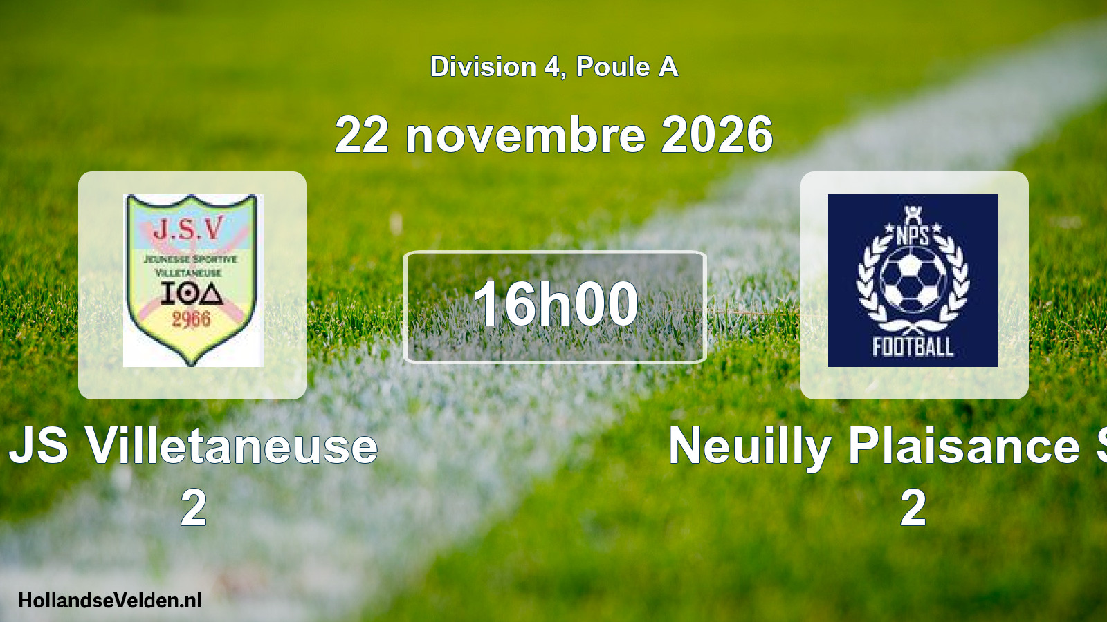 Scheduled Match: JS Villetaneuse 2 - Neuilly Plaisance SP 2 (22 November 2026)