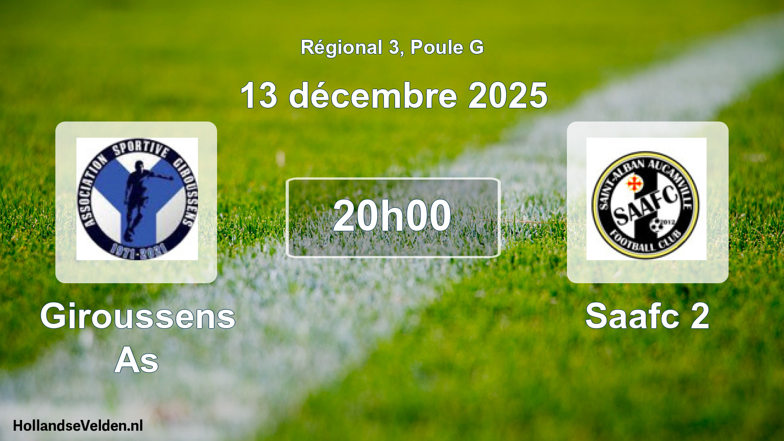 Geplande wedstrijd: Giroussens As - Saafc 2 (13 décembre 2025)