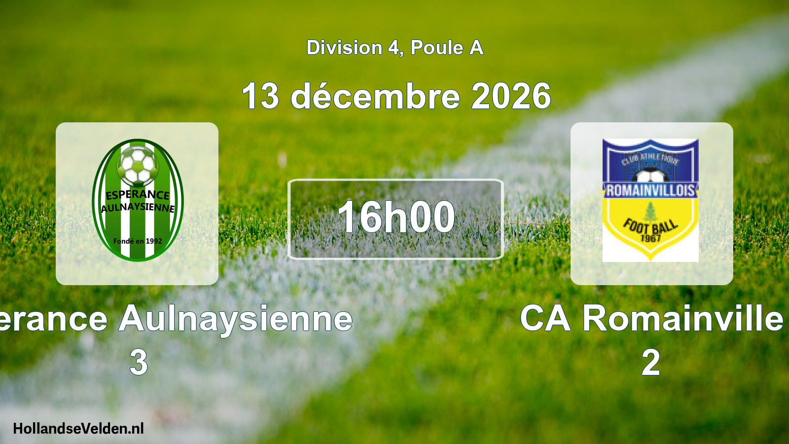 Scheduled Match: Esperance Aulnaysienne 3 - CA Romainville 2 (13 December 2026)