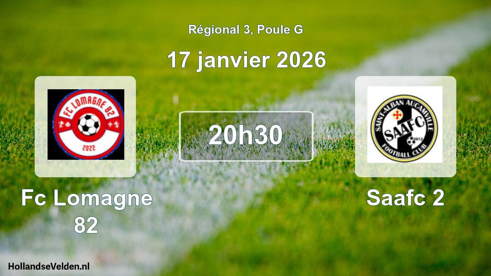 Geplande wedstrijd: Fc Lomagne 82 - Saafc 2 (17 janvier 2026)