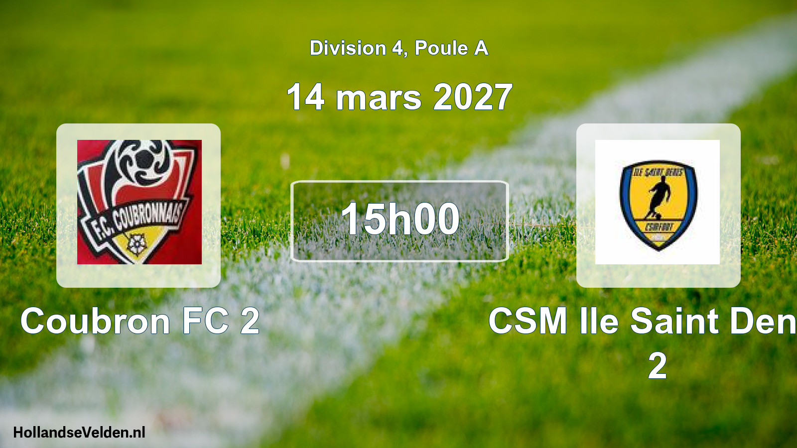 Match programmé: Coubron FC 2 - CSM Ile Saint Denis 2 (14 mars 2027)