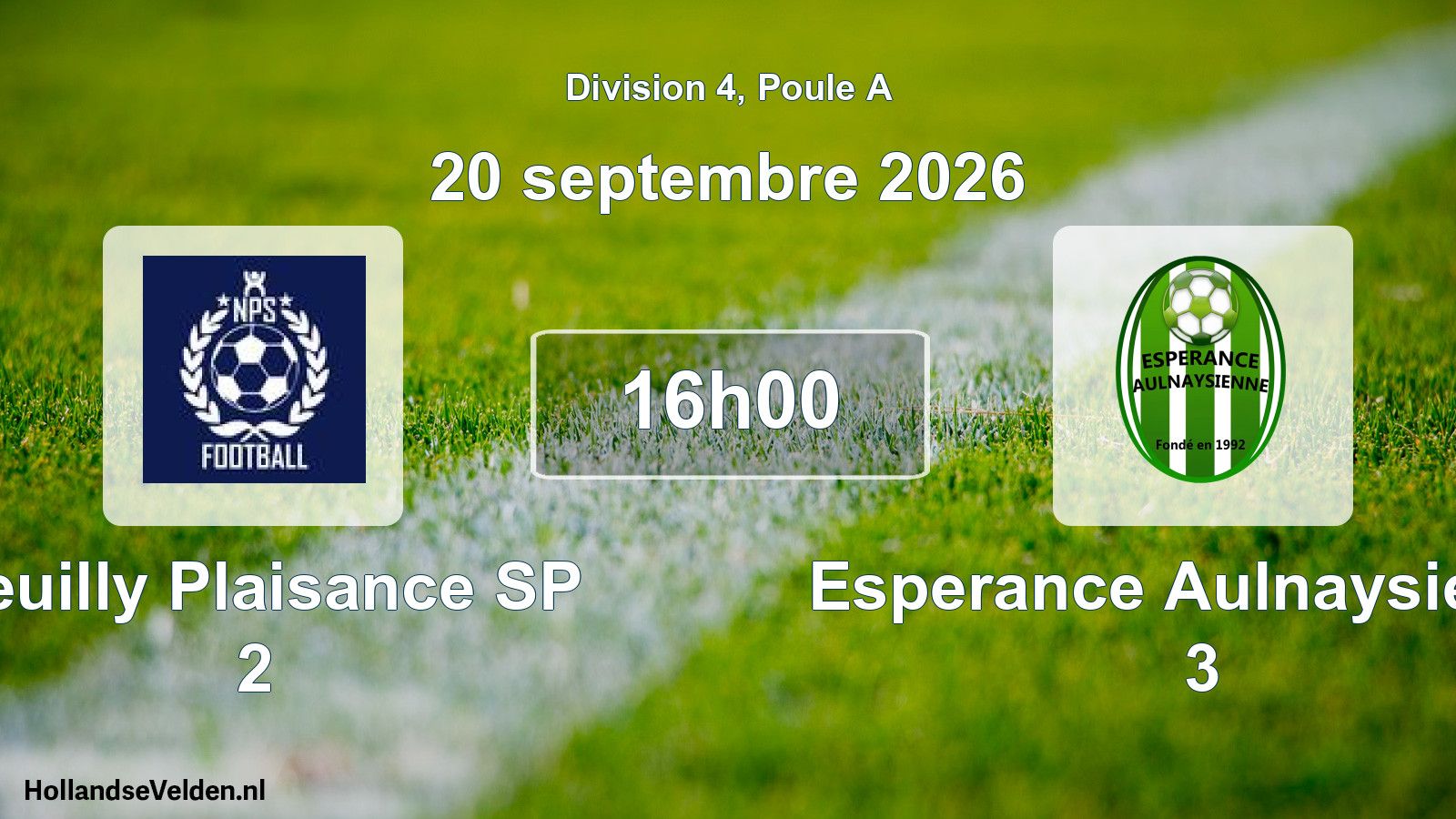 Match programmé: Neuilly Plaisance SP 2 - Esperance Aulnaysienne 3 (20 septembre 2026)