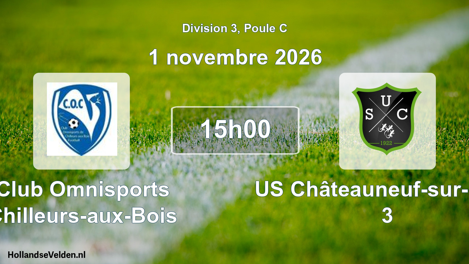 Match programmé: Club Omnisports Chilleurs-aux-Bois - US Châteauneuf-sur-Loire 3 (1 novembre 2026)