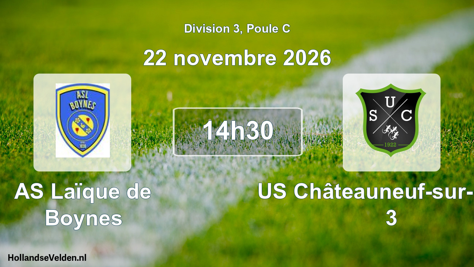 Geplande wedstrijd: AS Laïque de Boynes - US Châteauneuf-sur-Loire 3 (22 november 2026)