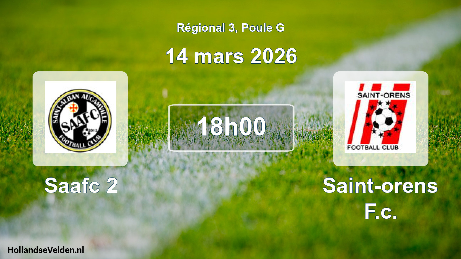 Geplande wedstrijd: Saafc 2 - Saint-orens F.c. (14 maart 2026)