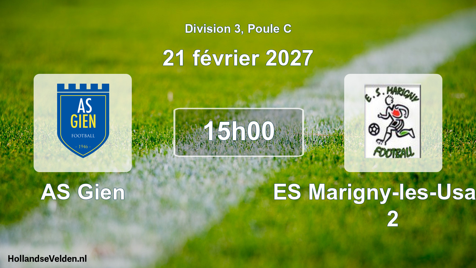 Match programmé: AS Gien - ES Marigny-les-Usages 2 (21 février 2027)