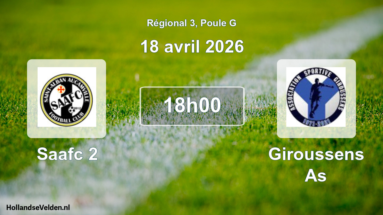 Scheduled Match: Saafc 2 - Giroussens As (18 April 2026)