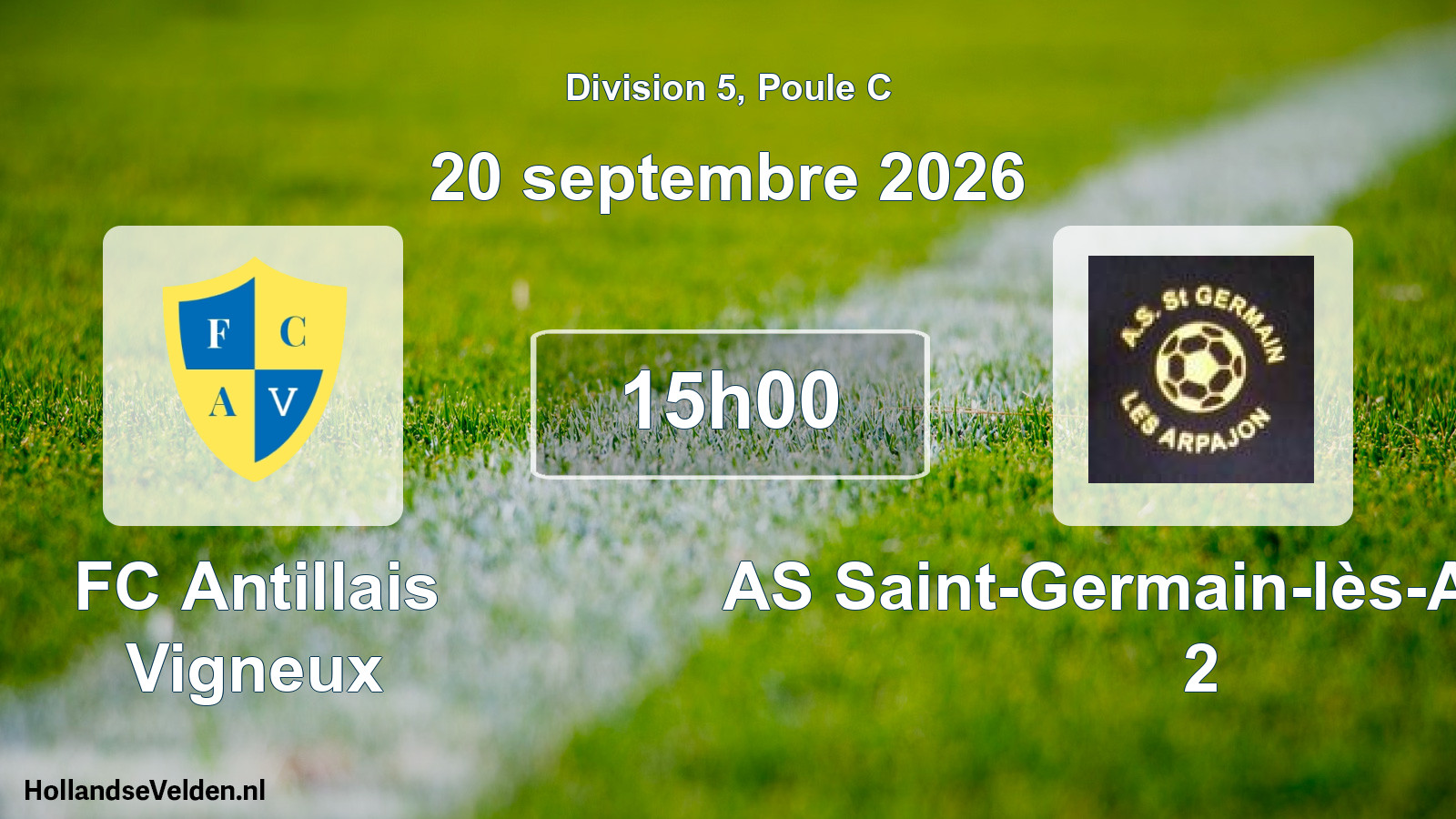 Geplande wedstrijd: FC Antillais Vigneux - AS Saint-Germain-lès-Arpajon 2 (20 september 2026)