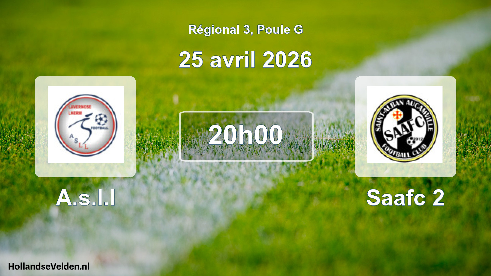 Geplande wedstrijd: A.s.l.l - Saafc 2 (25 avril 2026)